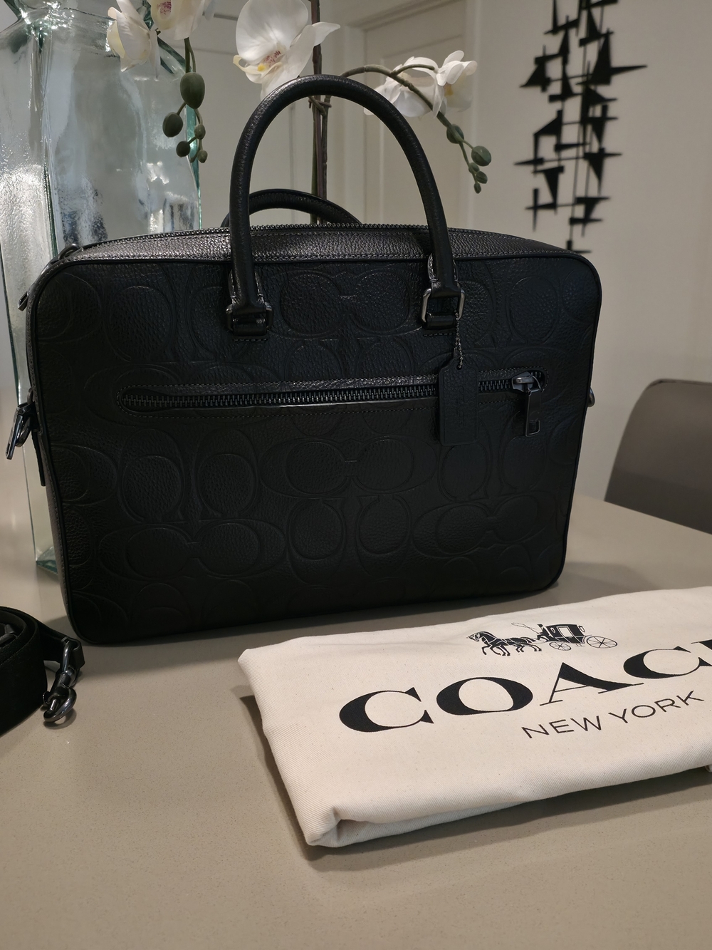 Coach Ethan Slim Brief in Signature Leather